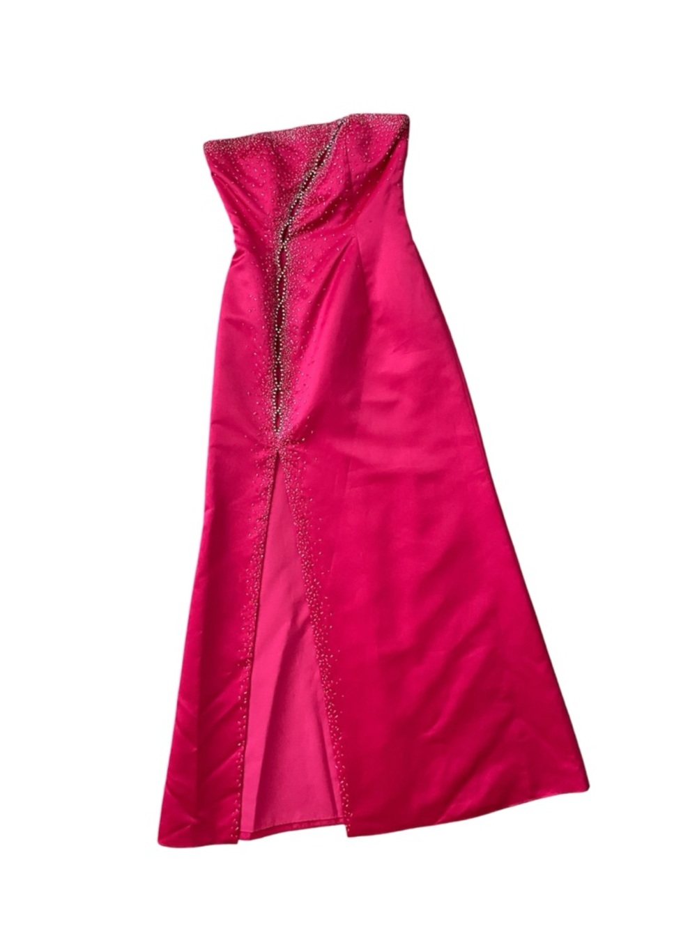 Cachè vintage 90’s beaded Strapless Fuchsia Beaded Evening Gown